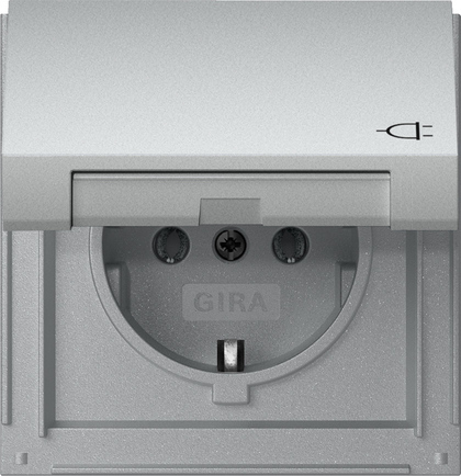 Gira TX44 IP44 Aluminium Stopcontact Met Scharnierende Afdekking - 445465