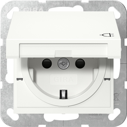 Gira System 55 IP44 Shutter Socket With Hinged Cover - 441427