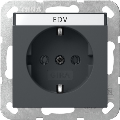 Gira System 55 Earthed Socket With Label Space Anthracite - 445728