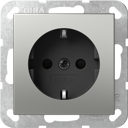 Gira Système 55 Acier Inoxydable Prise SCHUKO - 4188600