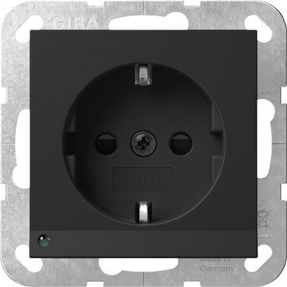 Gira System 55 LED Safety Plus SCHUKO Socket Black Matt - 4170005