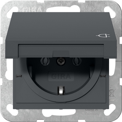 Gira System 55 Schuko Steckdose Mit Scharnierabdeckung Anthrazit - 445428