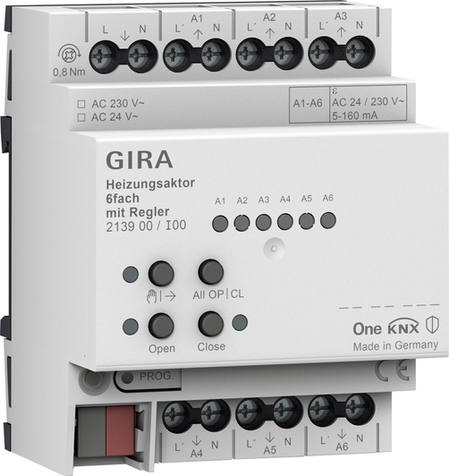 Gira One 6-Kanaals Verwarmingsactuator Met Controller - 213900
