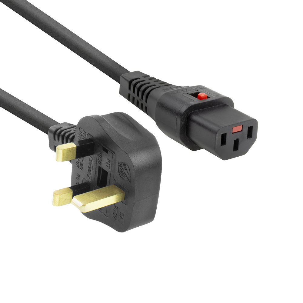Cable De Alimentación UK Con Bloqueo IEC C13 2M Negro - AK5059