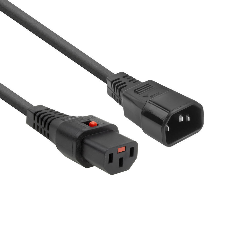 IEC Lock C13-C14 Power Cord 1M Black 10A - AK5033