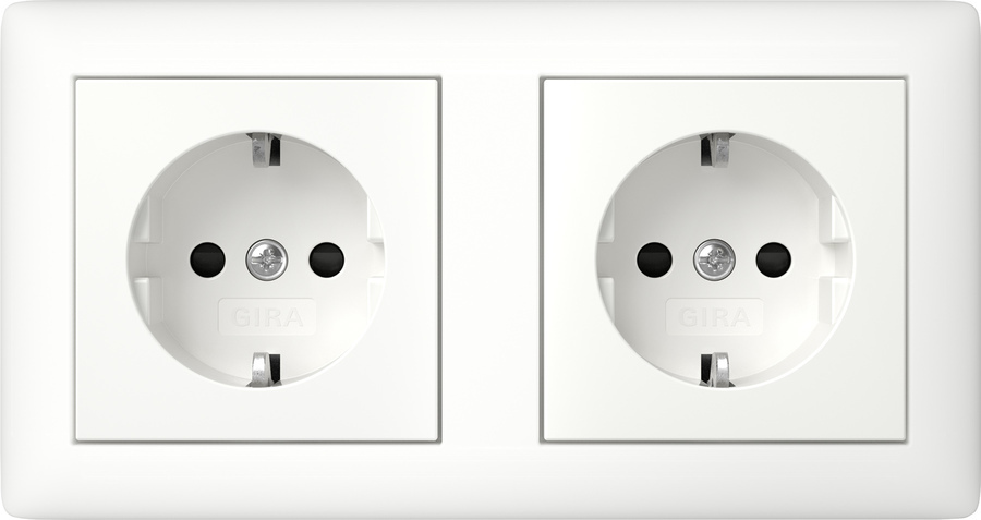 Gira Dual SCHUKO Socket With Safety Plus System 55 - 478604