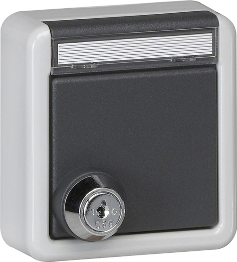 Gira IP44 Schuko Steckdose Mit Schloss Und Etikettenrahmen - 456735