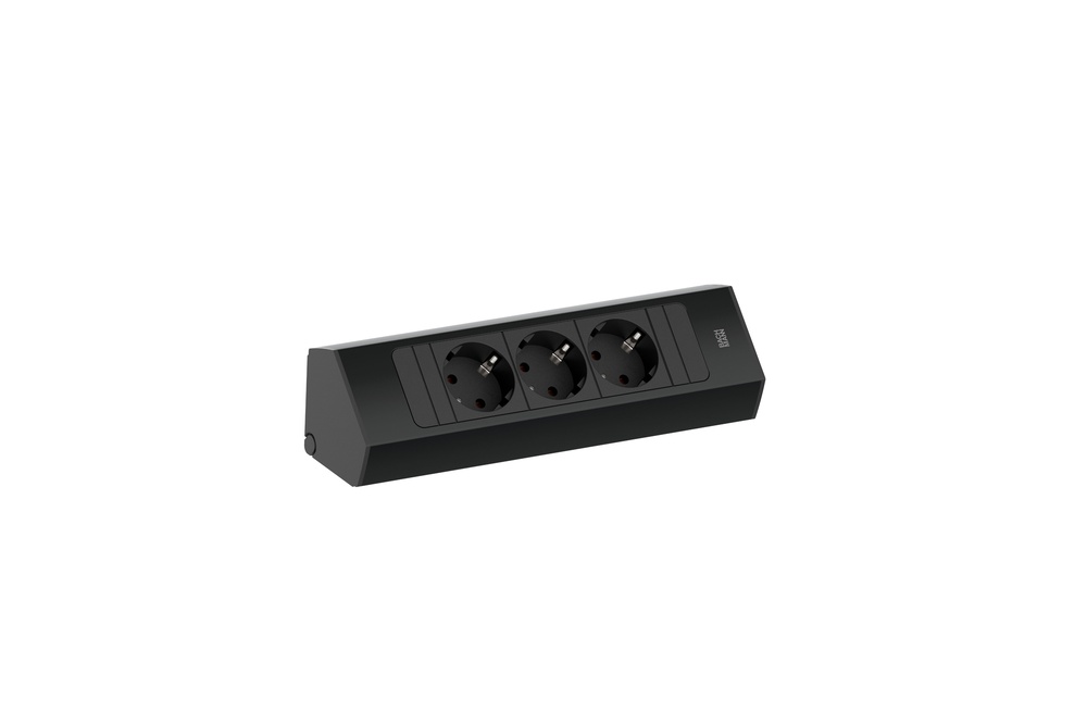 Bachmann Casia 2 Corner Power Unit 3x 230V Black (European Socket) - 932.100