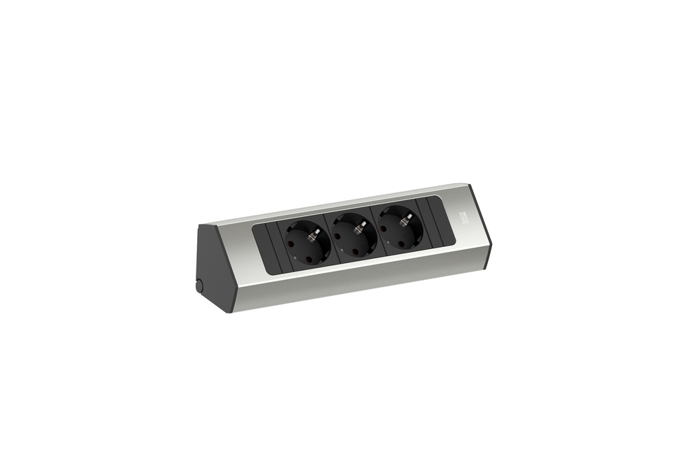 Bachmann Casia 2 Corner Power Unit 3x 230V Stainless Steel (European Socket) - 932.000