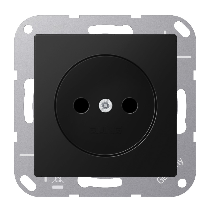 Jung A Series Wall Socket 16A 250V Non-Grounded Graphite Black (European Socket) - A1510NSWM