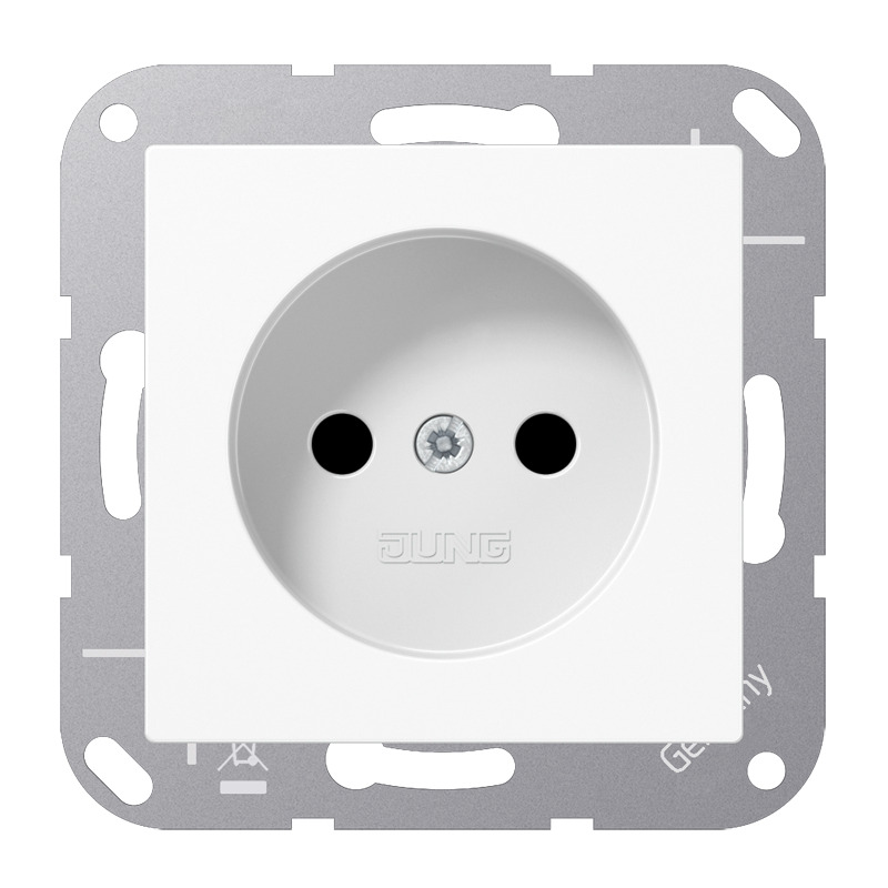 Jung Safety Plus Power Socket Without Ground Pin Alpine White (European Socket) - A1510NKIWW