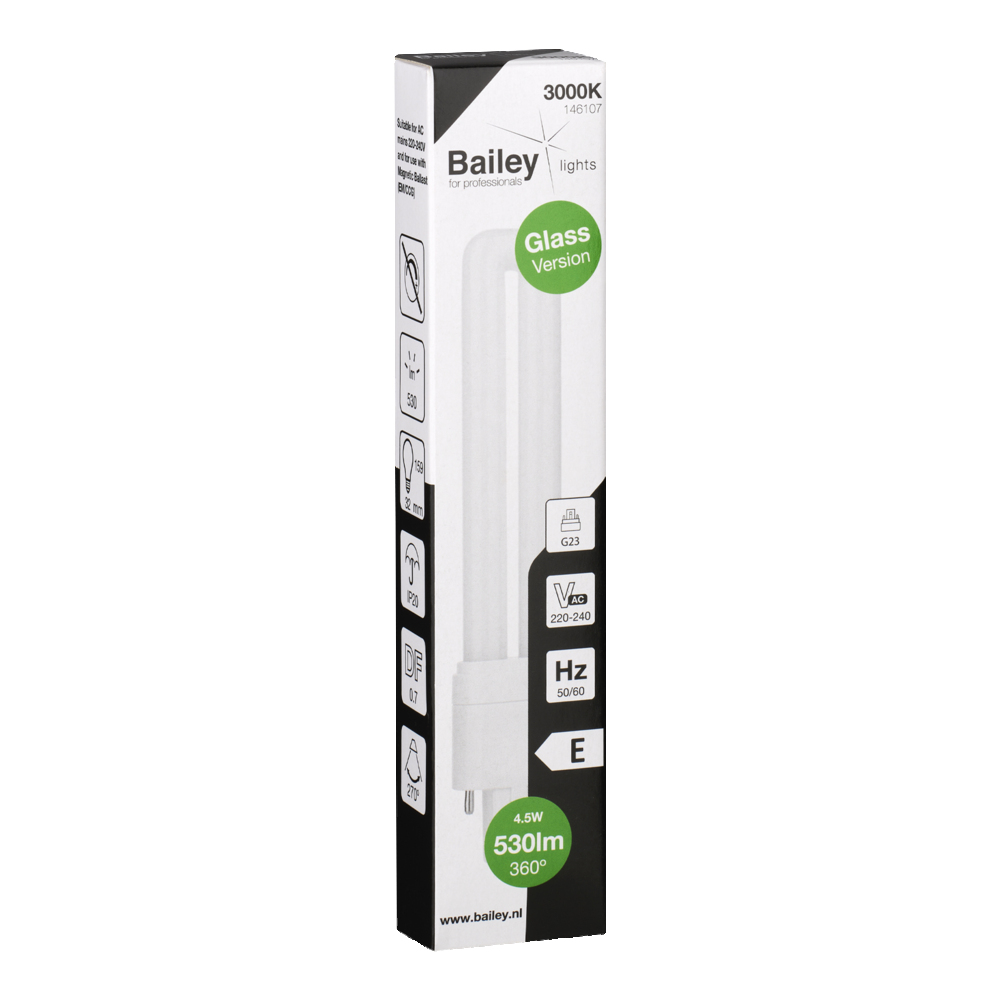 Bailey Led Pl Glas G23 4.5W 530lm Warm Wit Lamp - 146107