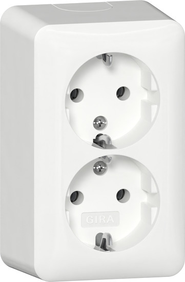 Gira Opbouw Dubbele Schuko Stopcontact Puur Wit - 478014
