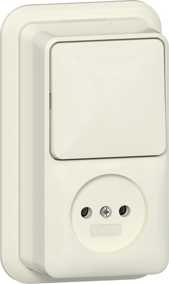 Gira Surface Mount 2-Pole Switch Socket Combo Cream White - 447610