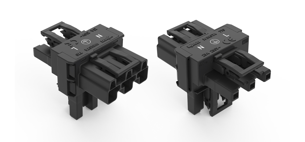 Wago 3-Pole T-Distribution Connector With Lock Clips - 770-615 [2 Pieces]