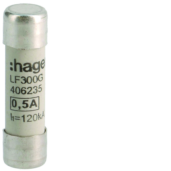 Fusible Cilíndrico Industrial Hager 10x38mm 0.5A 500V - LF300G [2 Piezas]