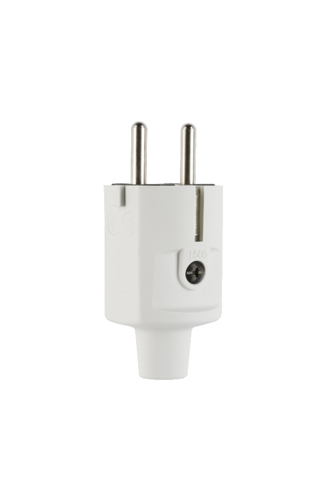 Kompakte Schuko Doppelerdungsstecker IP20 TPE Grau - 100000046 [2 Stück]