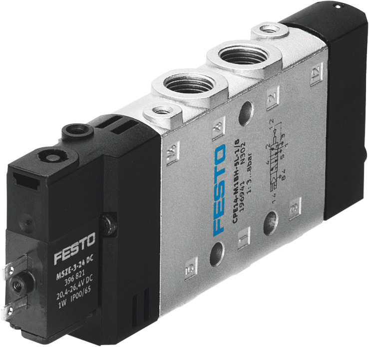 Festo 5/2 Monostabiel Lucht Magneetventiel G1/8 800L/Min - 196942