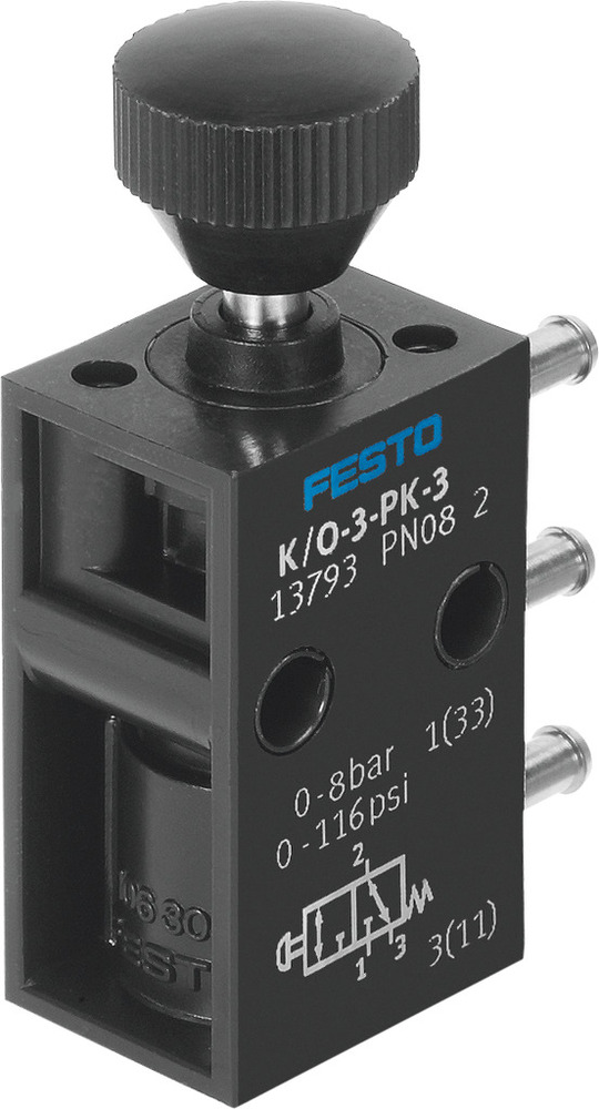 Festo 3/2 NO/NC Monostable Vanne À Bouton-Poussoir PK-3 80l/min - 13793