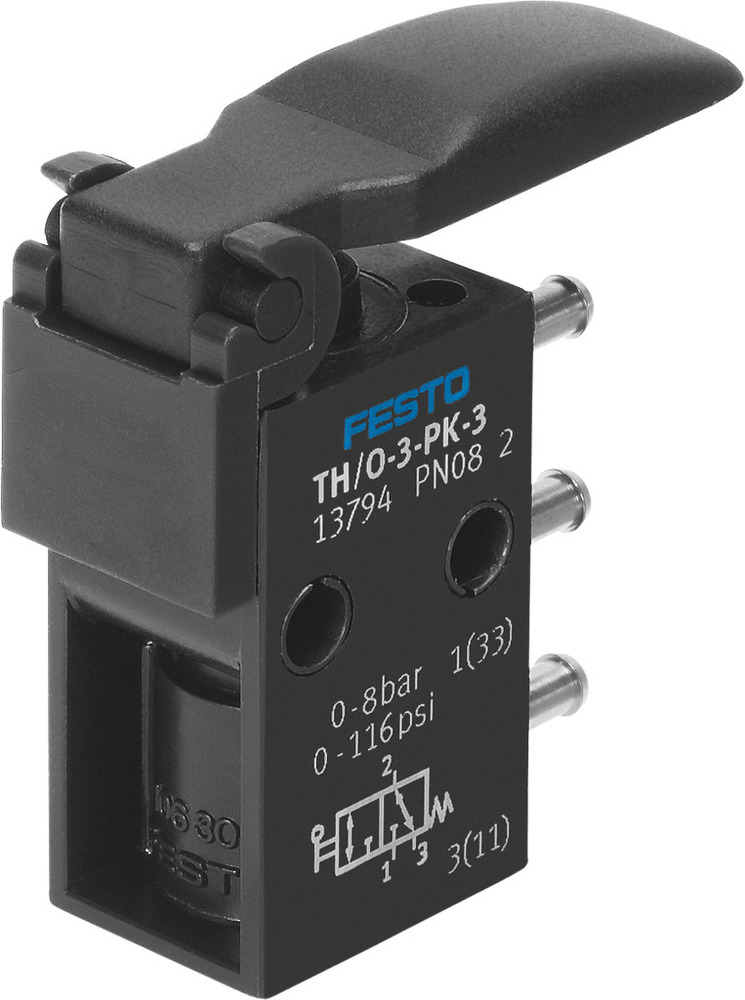 Festo 3/2 No/Nc Válvula De Palanca Monostable PK-3 80L/Min - 13794