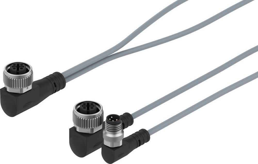 Festo Anschlusskabel 2x Winkeldose M12 3-polig/Winkeldose M8 4-polig 0.2m IP65 - 2384165