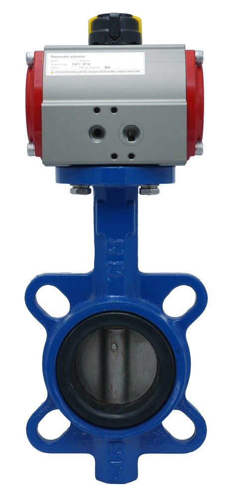 Pneumatic Butterfly Valve DN65 (2-1/2 inch) Wafer Cast Iron Stainless Steel EPDM Spring Opening