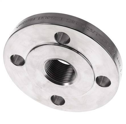 Threaded Flange DN25-PN40 Rp 1'' Stainless Steel 1.4571 DIN 2567 And EN 1092-1 (Type 13)