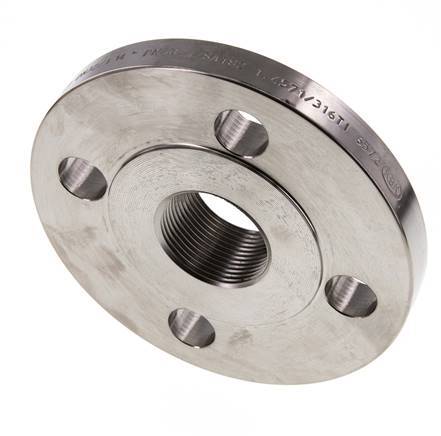 Threaded Flange DN65-PN40 Rp 2-1/2'' Stainless Steel 1.4571 DIN 2567 And EN 1092-1 (Type 13)