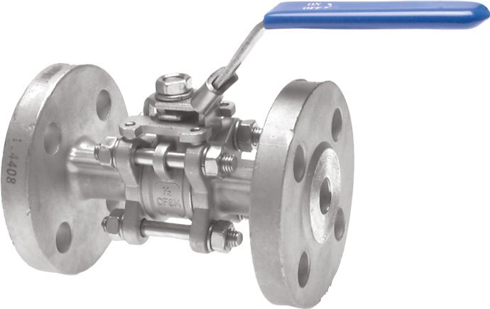 DN20 PN40 3-Teilig 2-Wege Edelstahl Flansch Kugelhahn PTFE ISO-Top F03/F04 - TamesonPRO 1124-020