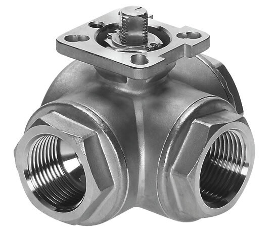 G1/4'' L-port 3-Way Stainless Steel Ball Valve ISO-Top 63bar - BL3SA