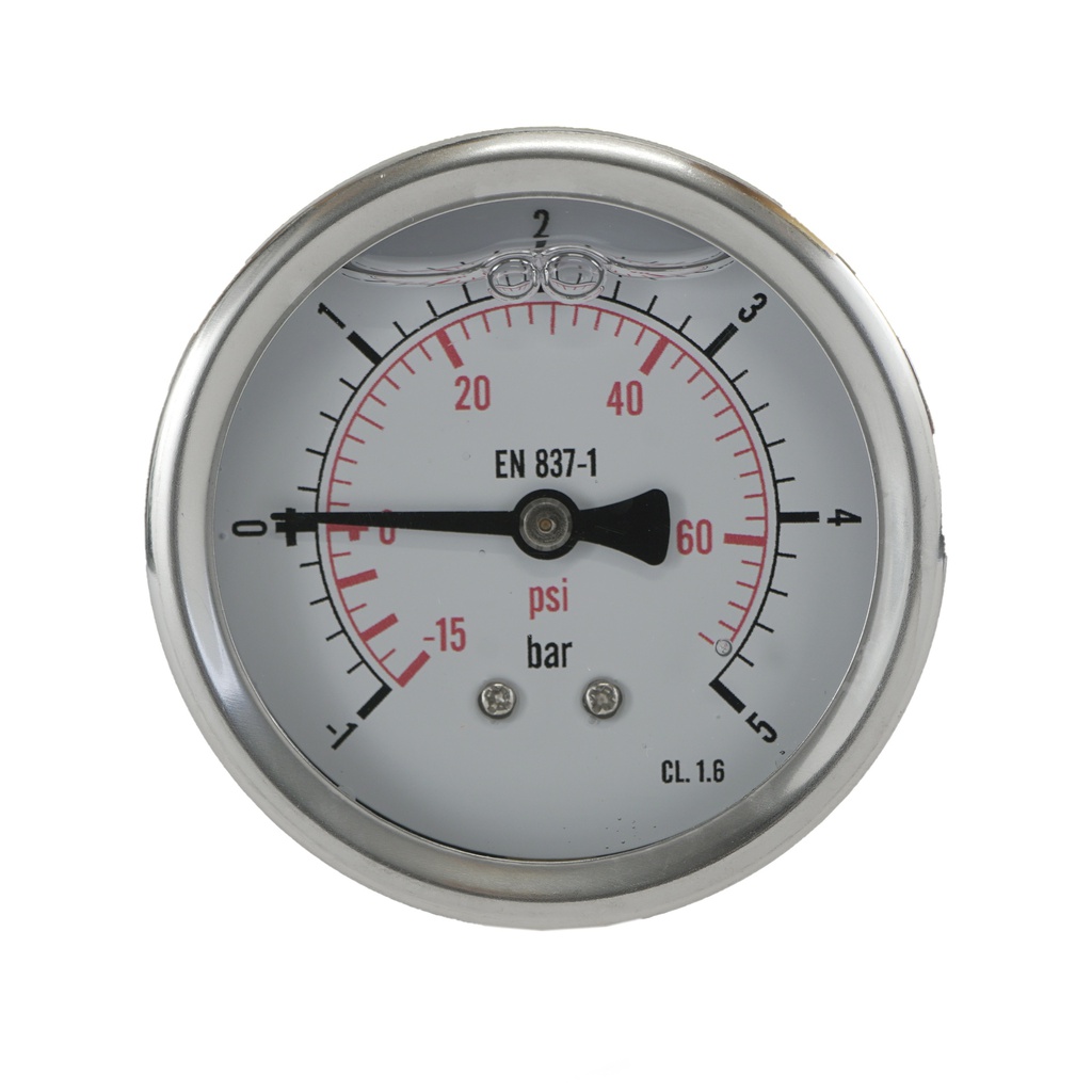 -1..5 Bar (-15..73 psi) Glycerin Pressure Gauge Rear Stainless steel/Brass 63 mm Class 1.6