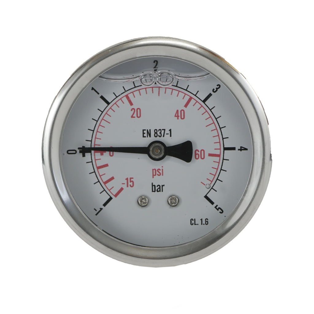 -1..5 Bar (-15..73 psi) Manómetro de glicerina Trasera Acero inoxidable/Latón 63 mm Clase 1.6