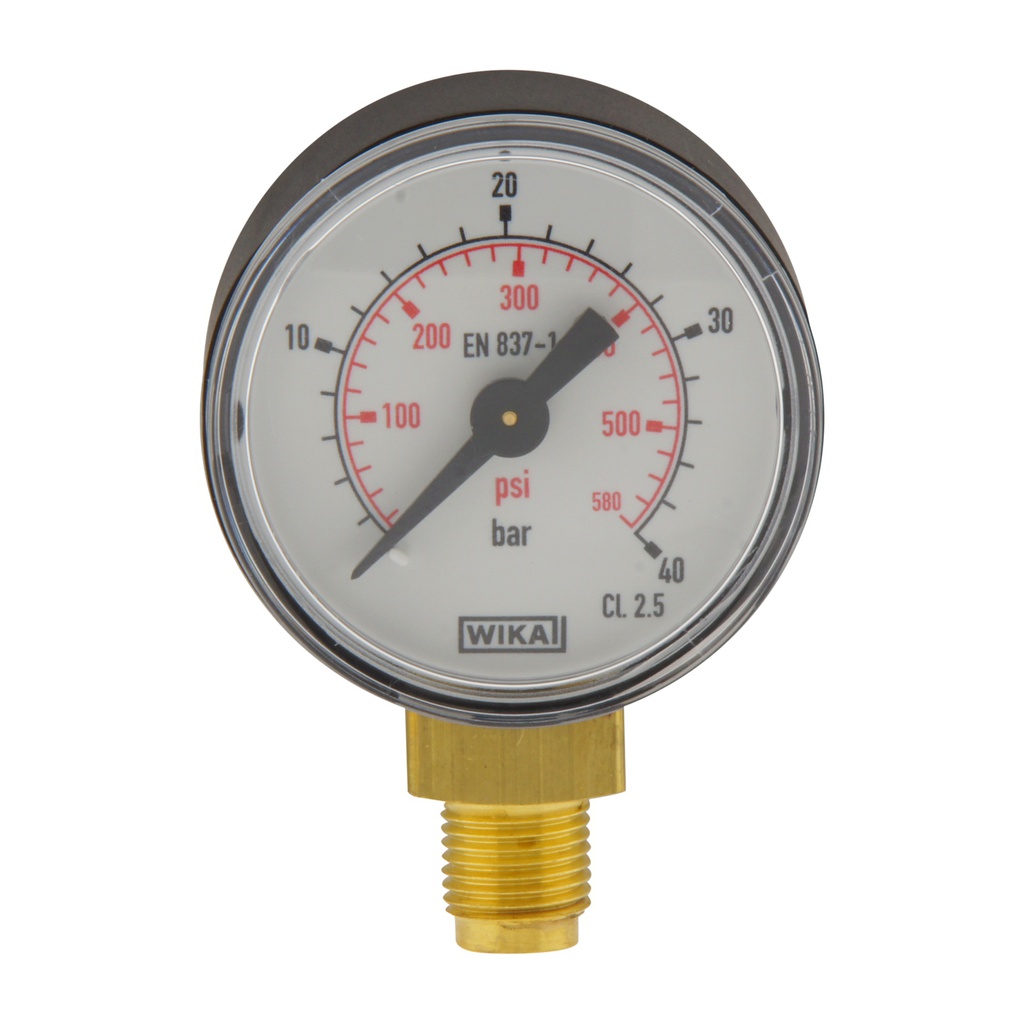 0..40 Bar Manometer Onderaansluiting Kunststof/Messing 40 mm Klasse 2.5