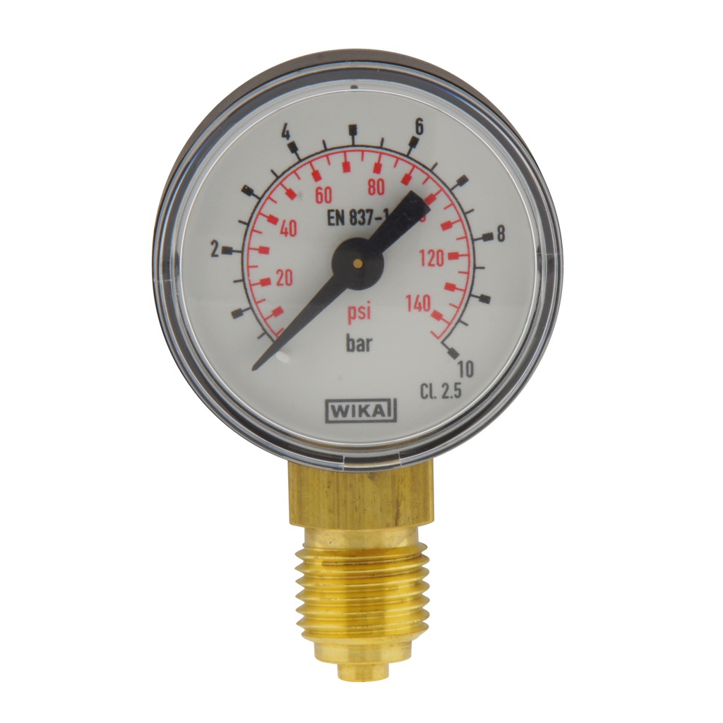 0..10 Bar Pressure Gauge Below Plastic/Brass 40 mm Class 2.5