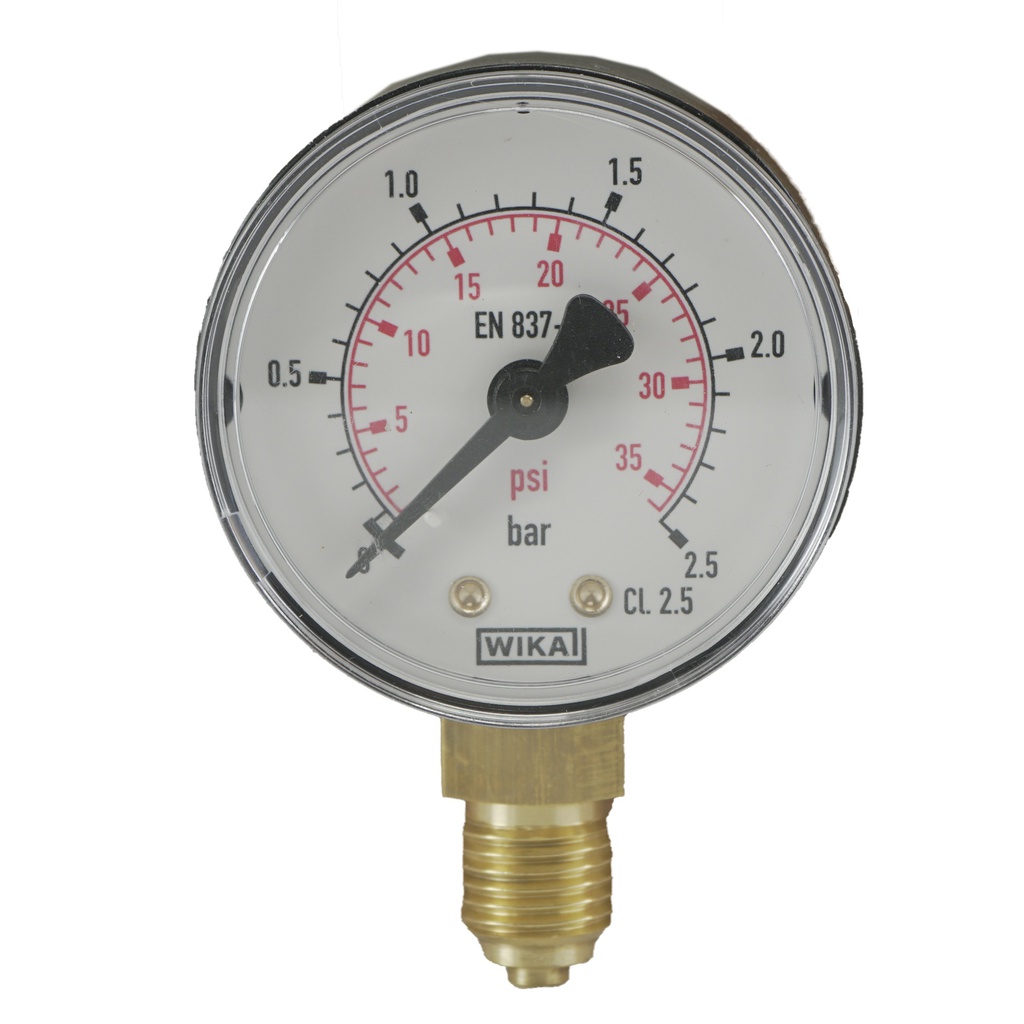 0..2.5 Bar Manometer Onderaansluiting Kunststof/Messing 50 mm Klasse 2.5