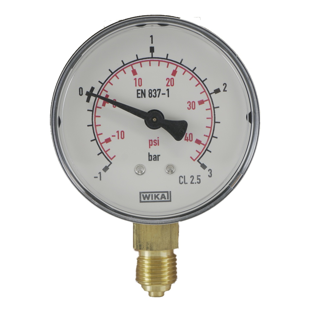 1..3 Bar Manometer Onderaansluiting Kunststof/Messing 63 mm Klasse 2.5