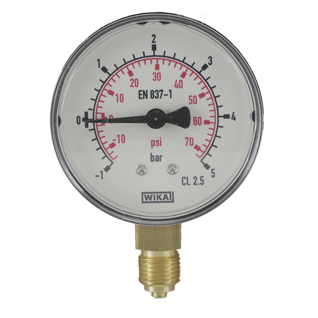 -1..5 Bar (-15..73 psi) Pressure Gauge Below Plastic/Brass 63 mm Class 2.5