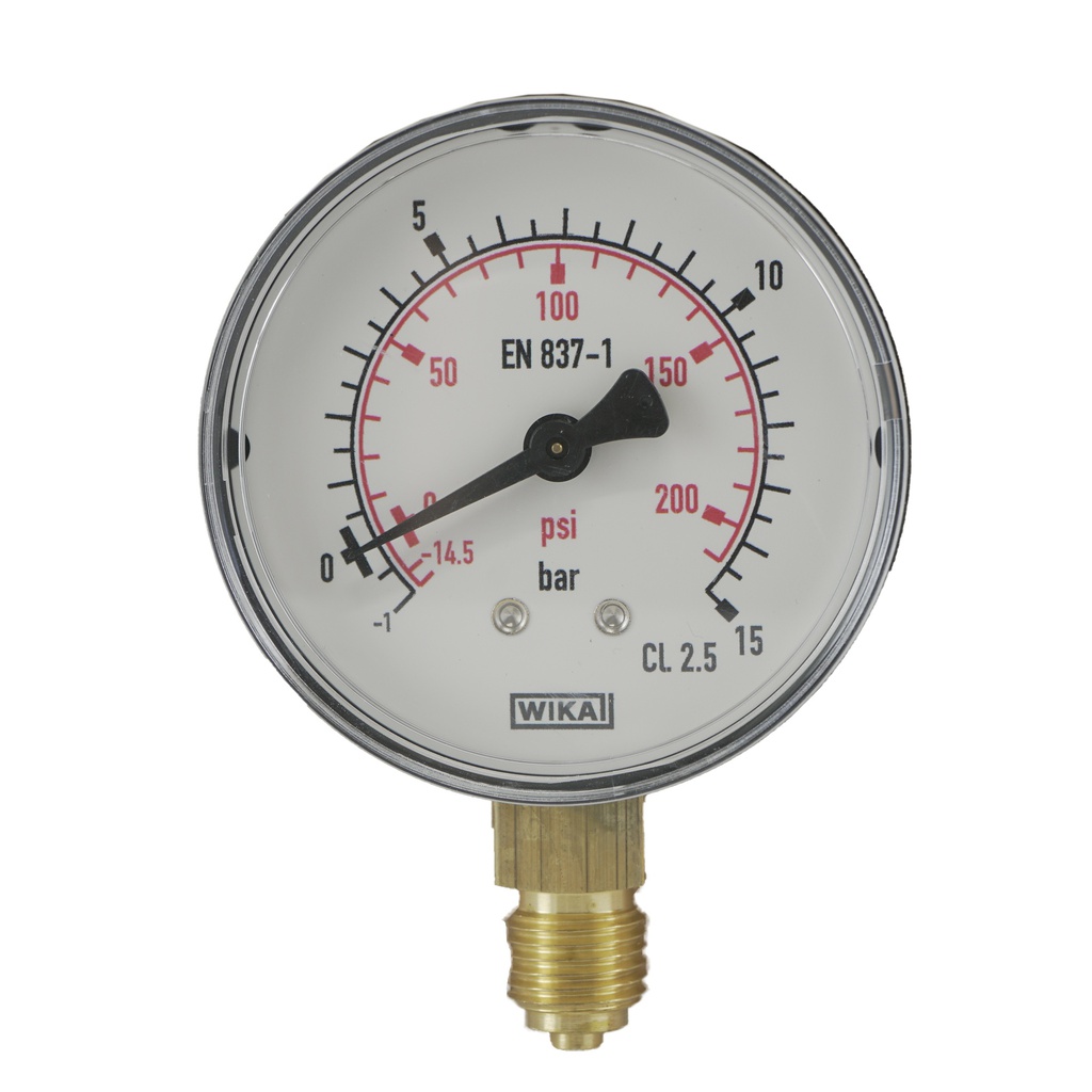 -1..15 Bar (-15..218 psi) Druck Manometer unter Kunststoff / Messing 63 mm Klasse 2.5