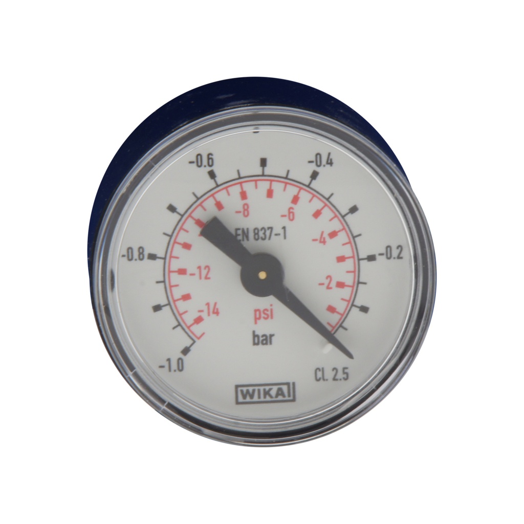 -1..0 Bar (-15..0 psi) Pressure Gauge Rear Plastic/Brass 40 mm Class 2.5