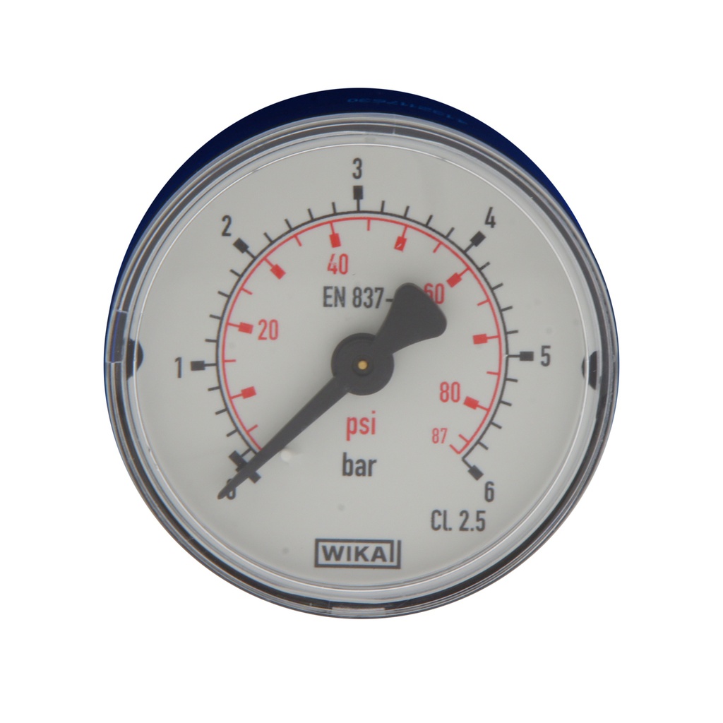 0..6 Bar (0..87 psi) Pressure Gauge Rear Plastic/Brass 40 mm Class 2.5