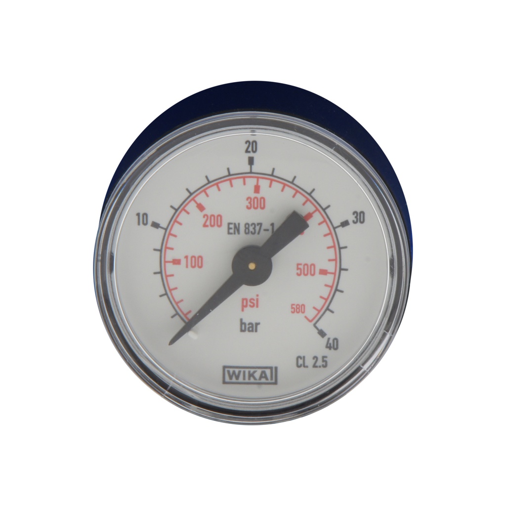 0..40 Bar (0..580 psi) Pressure Gauge Rear Plastic/Brass 40 mm Class 2.5