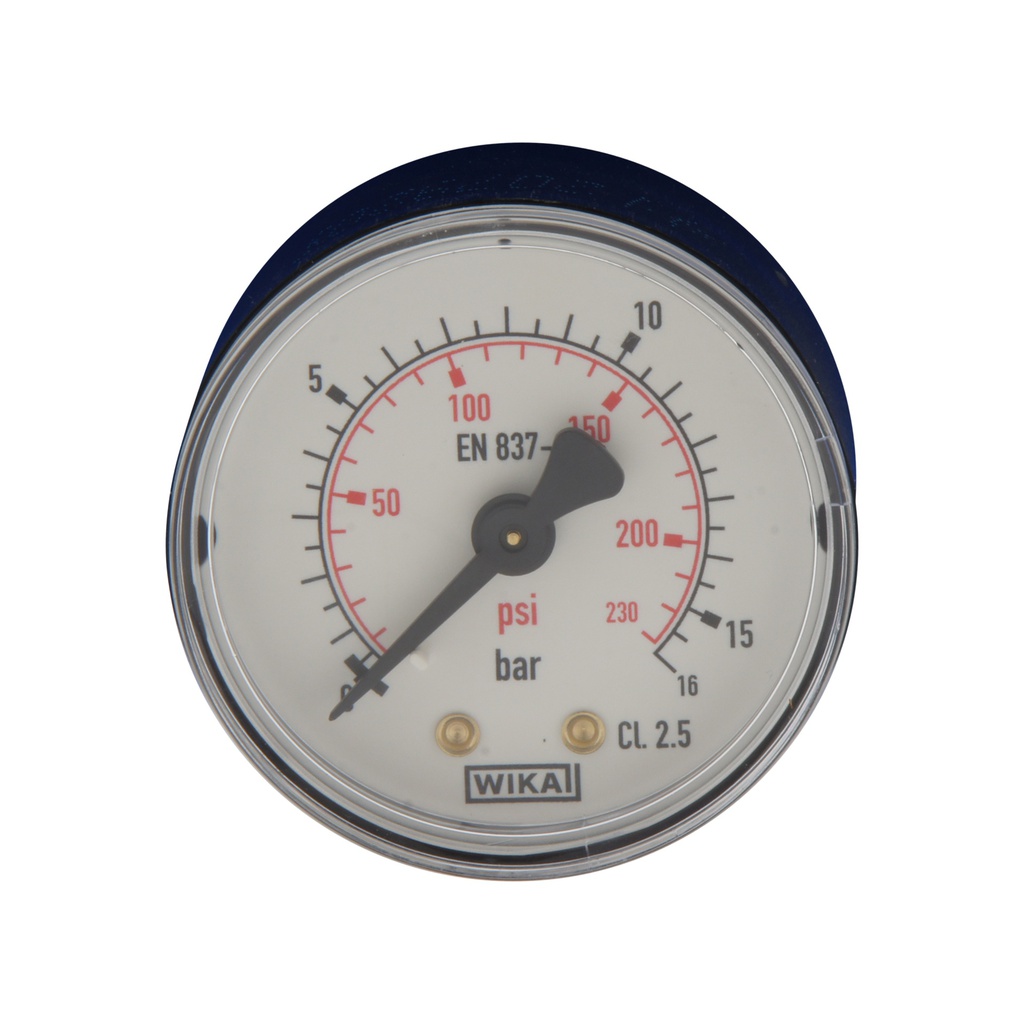 0..16 Bar (0..232 psi) Pressure Gauge Rear Plastic/Brass 50 mm Class 2.5