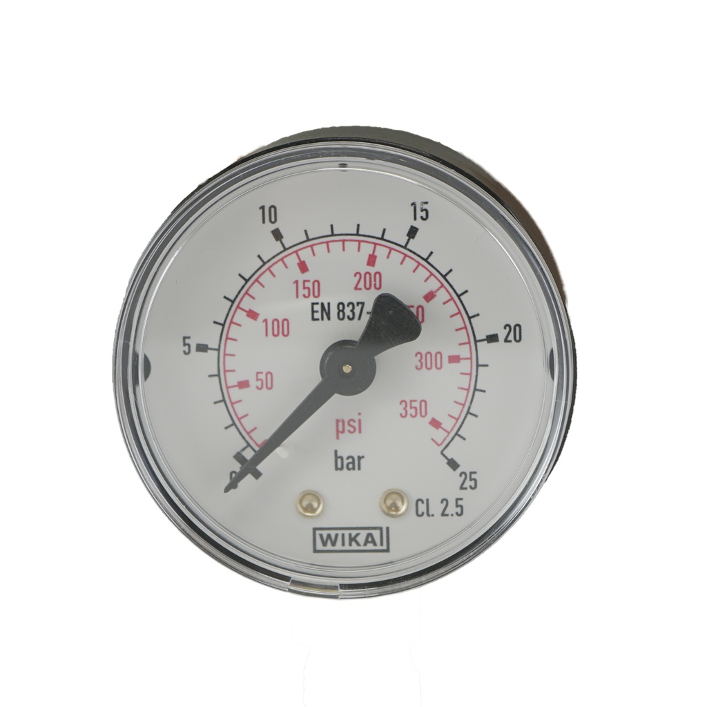 0..25 Bar (0..363 psi) Pressure Gauge Rear Plastic/Brass 50 mm Class 2.5