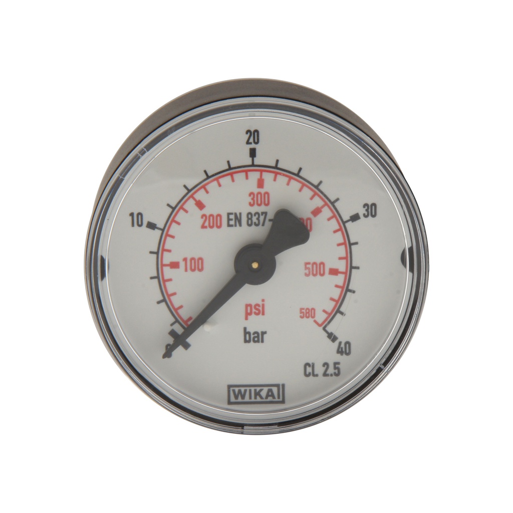 0..40 Bar (0..580 psi) Pressure Gauge Rear Plastic/Brass 50 mm Class 2.5