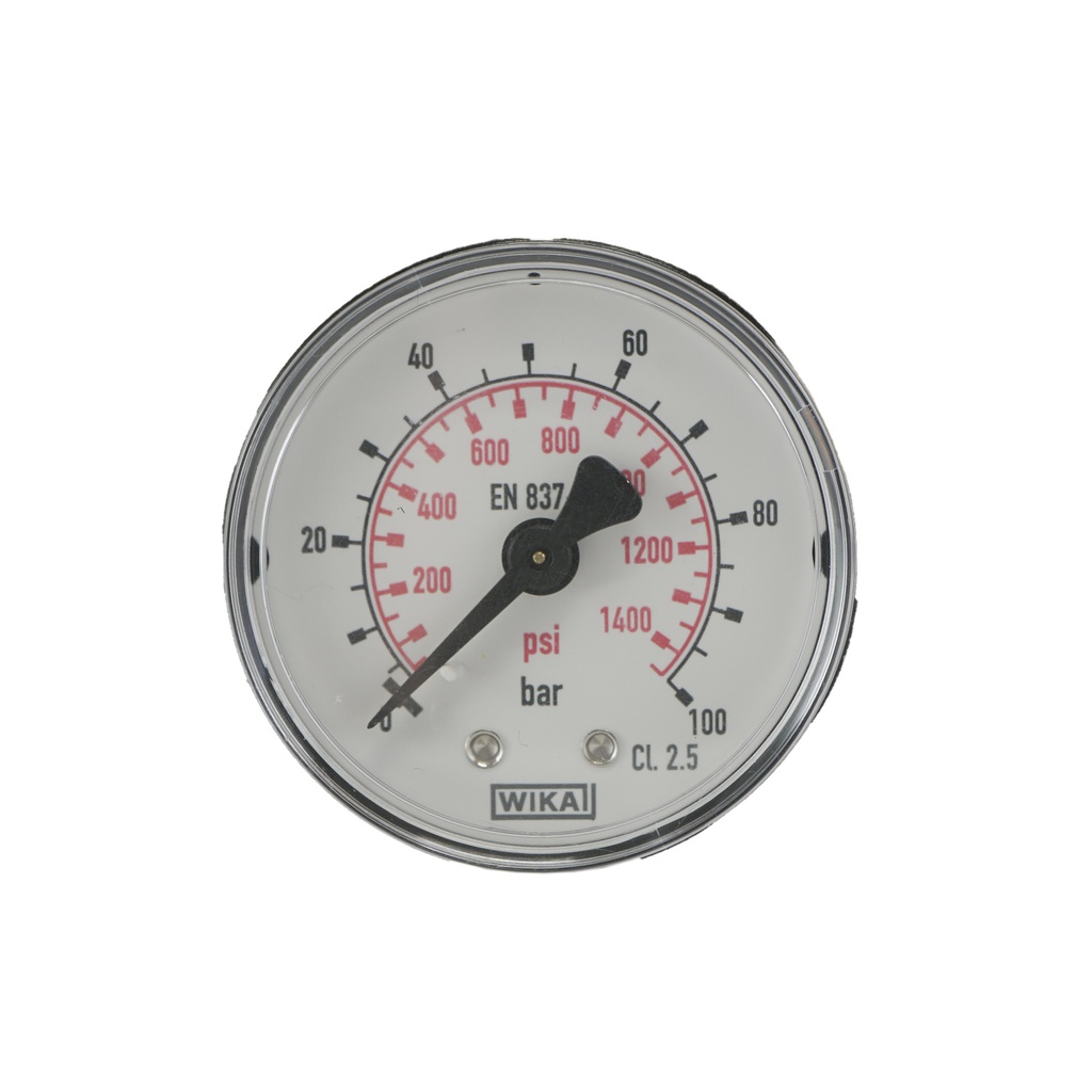 0..100 Bar (0..1450 psi) Pressure Gauge Rear Plastic/Brass 50 mm Class 2.5