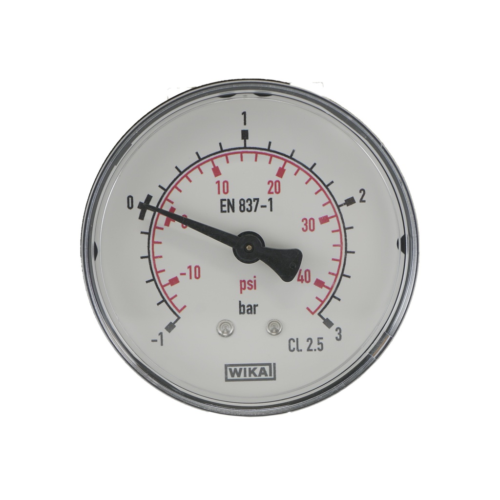 -1..3 Bar (-15..44 psi) Pressure Gauge Rear Plastic/Brass 63 mm Class 2.5