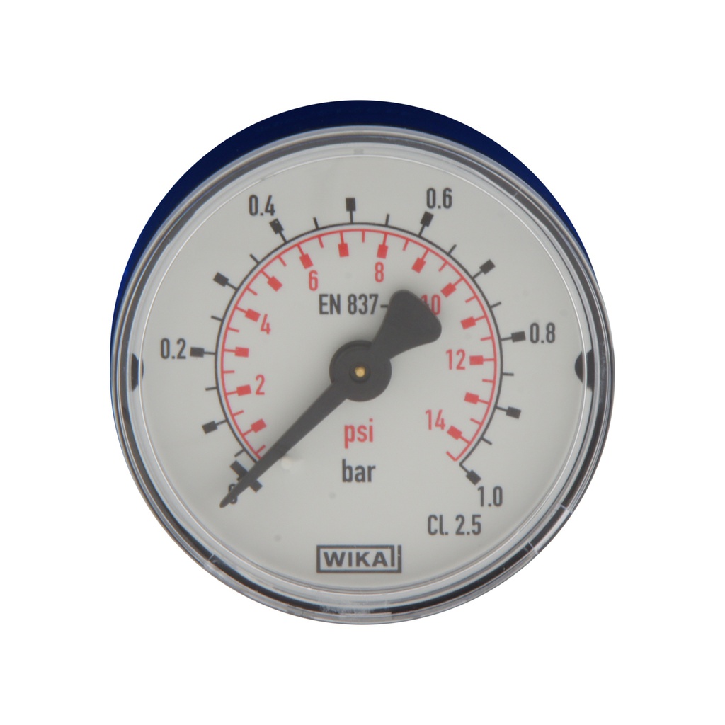 0..1 Bar (0..15 psi) Pressure Gauge Rear Plastic/Brass 63 mm Class 2.5
