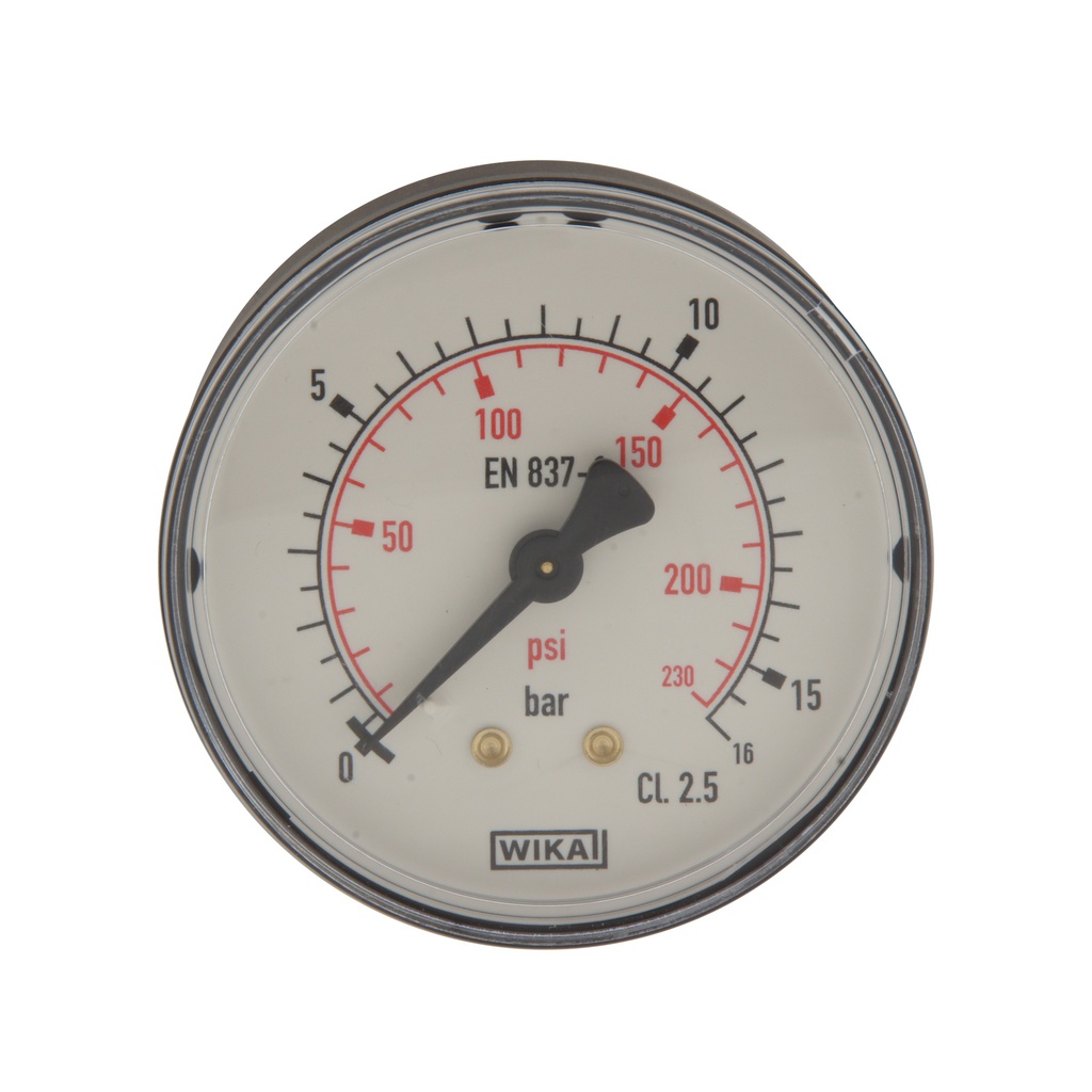 0..16 Bar (0..232 psi) Pressure Gauge Rear Plastic/Brass 63 mm Class 2.5