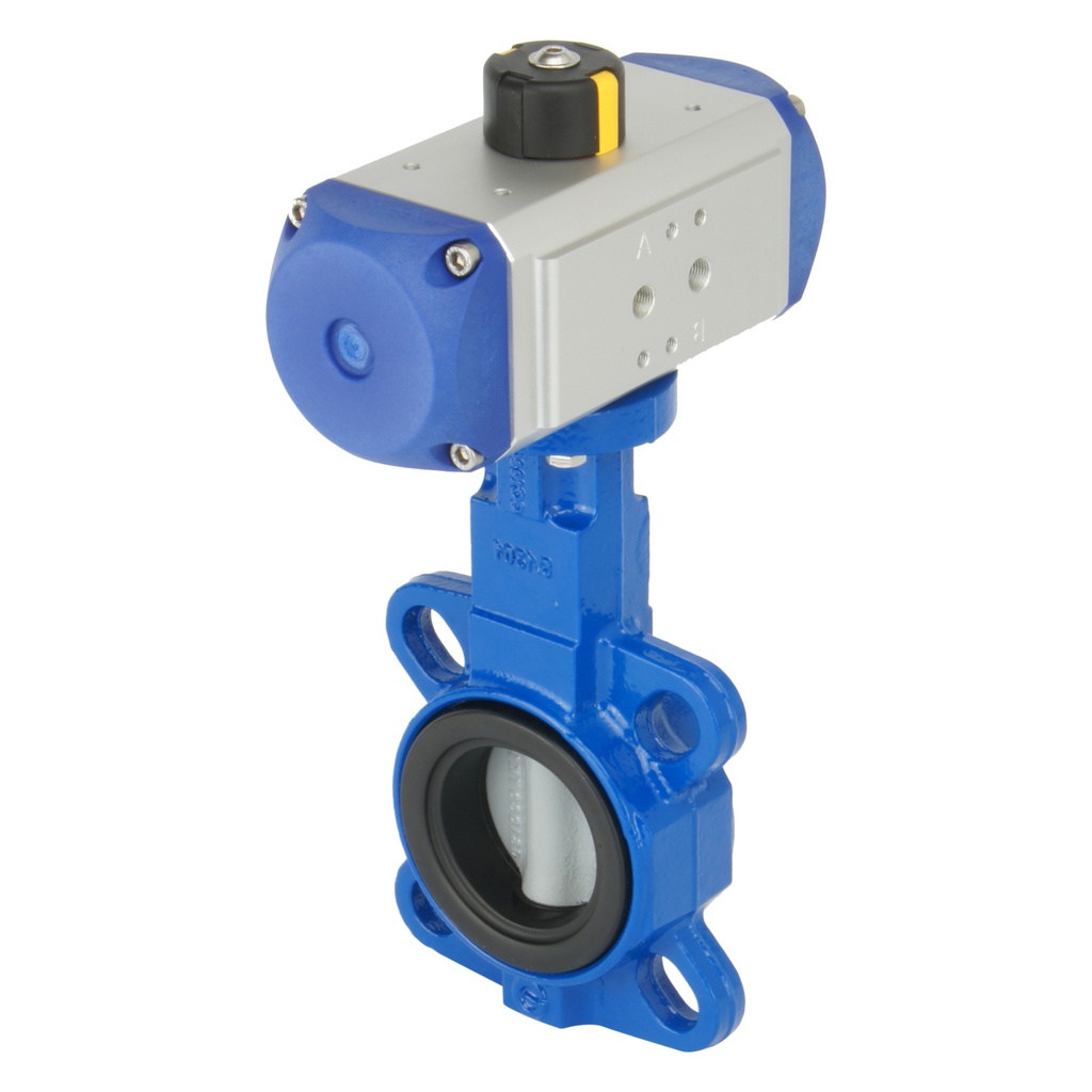 DN40 (1-1/2 inch) Wafer Pneumatic Butterfly Valve GGG40-Stainless Steel-EPDM Double Acting - BFLW