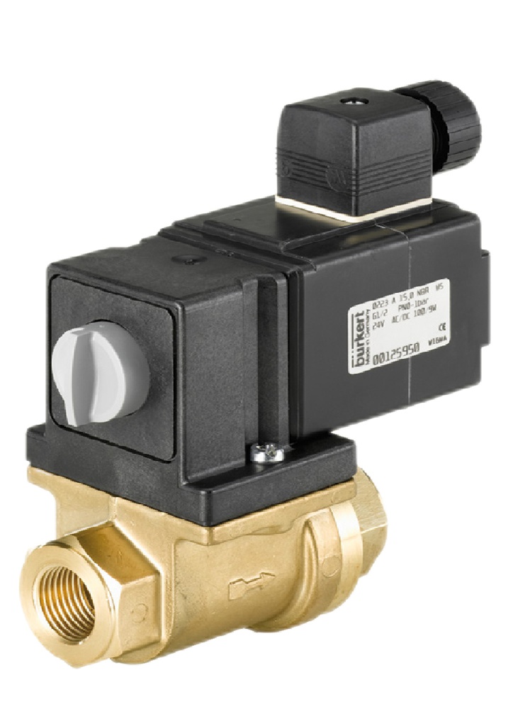 Solenoid Valve G1/2'' NC Brass FKM 0-1bar/15psi 24VAC/DC Vacuum 0131 25537